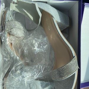 Sparkly silver high heels
